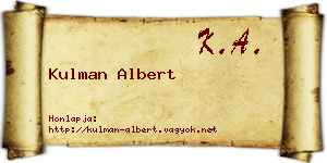 Kulman Albert névjegykártya